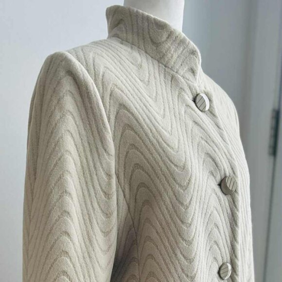 Vintage Lisa Fashion Rich Cream Textured Angora & Wool Long Coat – US 12 - Picture 4 of 14